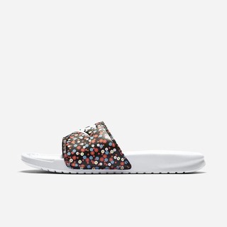 Papuci Nike Benassi JDI Floral Dama Albi Negrii Albi | FICH-06718